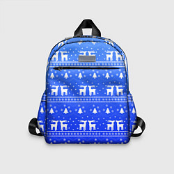 Детский рюкзак Синий орнамент с оленями, цвет: 3D-принт