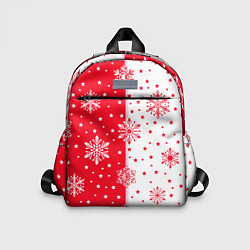 Детский рюкзак Рождественские снежинки на красно-белом фоне, цвет: 3D-принт