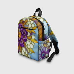 Детский рюкзак Фиалковый букет стеклянный узор, цвет: 3D-принт — фото 2