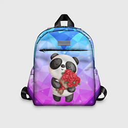 Детский рюкзак Панда с букетом цветов, цвет: 3D-принт