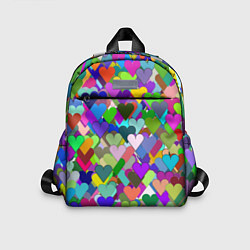 Детский рюкзак Орнамент из разноцветных сердечек - валентинка, цвет: 3D-принт