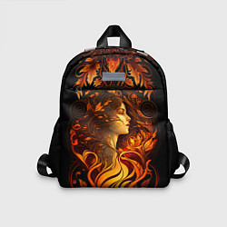 Детский рюкзак Девушка в стиле ар-нуво с огнем и осенними листьям