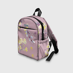 Детский рюкзак Паттерн с цветами на пыльном розовом фоне, цвет: 3D-принт — фото 2