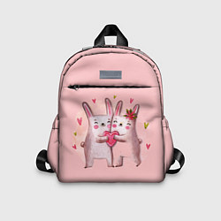 Детский рюкзак Два зайчика с сердцем, цвет: 3D-принт