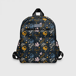 Детский рюкзак Растительный паттерн с котиками, цвет: 3D-принт