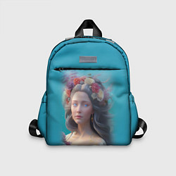 Детский рюкзак Цветочный портрет женщины с голубыми глазами, цвет: 3D-принт