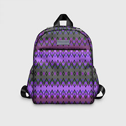 Детский рюкзак Серо-фиолетовый этнический геометрический узор, цвет: 3D-принт