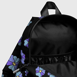 Детский рюкзак Дудл цветы на черном - паттерн, цвет: 3D-принт — фото 2