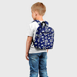 Детский рюкзак Дудл ромашки на синем фоне - паттерн, цвет: 3D-принт — фото 2