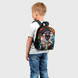 Детский рюкзак Модный чёрный кот - нейросеть - мода, цвет: 3D-принт — фото 2