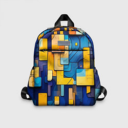 Детский рюкзак Синие и жёлтые фигуры, цвет: 3D-принт