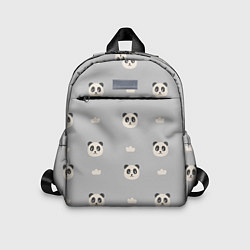 Детский рюкзак Пандочки и облачка - паттерн серый, цвет: 3D-принт