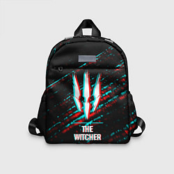 Детский рюкзак The Witcher в стиле glitch и баги графики на темно, цвет: 3D-принт