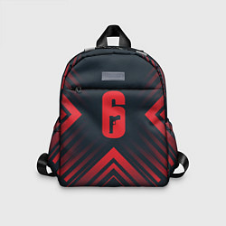 Детский рюкзак Красный символ Rainbow Six на темном фоне со стрел, цвет: 3D-принт