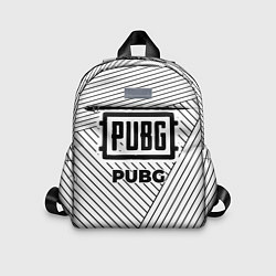 Детский рюкзак Символ PUBG на светлом фоне с полосами, цвет: 3D-принт