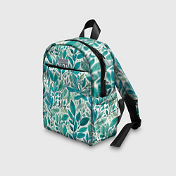 Детский рюкзак Нежные акварельные листья, голубые и зеленые, цвет: 3D-принт — фото 2