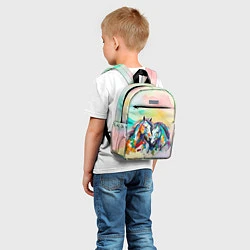 Детский рюкзак Две разноцветные лошади, цвет: 3D-принт — фото 2