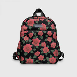 Детский рюкзак Алые розы на черном, цвет: 3D-принт