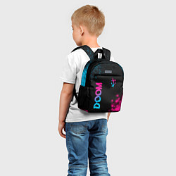 Детский рюкзак Doom - neon gradient: надпись, символ, цвет: 3D-принт — фото 2