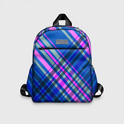 Детский рюкзак Синий ассиметричный узор с розовыми косыми полосам, цвет: 3D-принт
