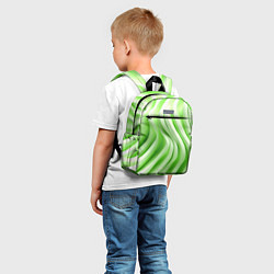 Детский рюкзак Белые и зеленый волны, цвет: 3D-принт — фото 2