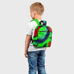 Детский рюкзак Красно-зеленый абстрактный узор, цвет: 3D-принт — фото 2