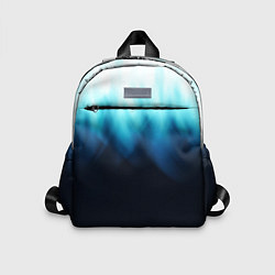 Детский рюкзак Синее пламя огня на черном, цвет: 3D-принт
