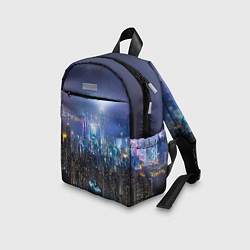 Детский рюкзак Большой город в розово-голубых огнях, цвет: 3D-принт — фото 2