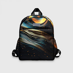 Детский рюкзак Золотые волны на черном фоне, цвет: 3D-принт