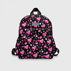 Детский рюкзак Черный фон, барби и цветы, цвет: 3D-принт