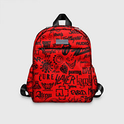 Детский рюкзак Лучшие рок группы на красном, цвет: 3D-принт
