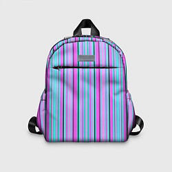 Детский рюкзак Розово-голубой неновый полосатый узор, цвет: 3D-принт