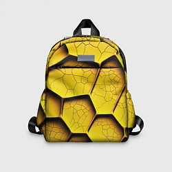 Детский рюкзак Желтые шестиугольники с трещинами - объемная текст, цвет: 3D-принт
