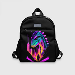 Детский рюкзак Динозавр в мегаполисе - неоновое свечение, цвет: 3D-принт