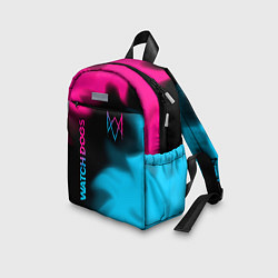 Детский рюкзак Watch Dogs - neon gradient: надпись, символ, цвет: 3D-принт — фото 2