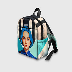 Детский рюкзак Девушка в рубашке с синими волосами, цвет: 3D-принт — фото 2