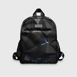 Детский рюкзак Черные плиты с синим свечением, цвет: 3D-принт