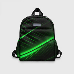 Детский рюкзак Зеленые полосы на черном фоне