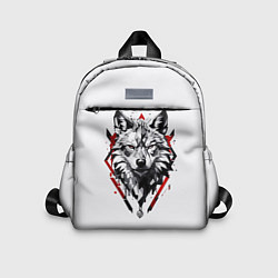 Детский рюкзак Волк в геометрическом стиле с красными глазами, цвет: 3D-принт