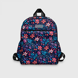 Детский рюкзак Цветочный паттерн в синих и сиреневых тонах