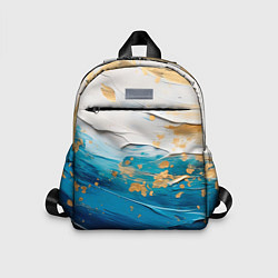 Детский рюкзак Белый, синий, золотой импасто абстракция