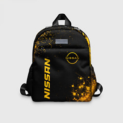Детский рюкзак Nissan - gold gradient: надпись, символ, цвет: 3D-принт