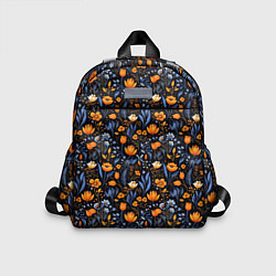 Детский рюкзак Цветы на темном фоне узор, цвет: 3D-принт