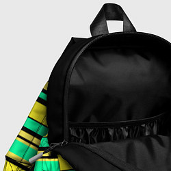 Детский рюкзак Разноцветный черно желтый с зеленым полосатый узор, цвет: 3D-принт — фото 2
