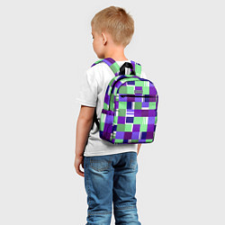 Детский рюкзак Ретро квадраты баклажановые, цвет: 3D-принт — фото 2