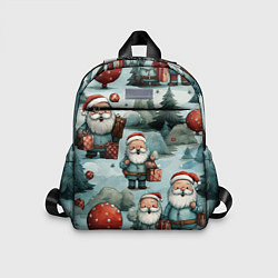 Детский рюкзак Рождественский узор с Санта Клаусами, цвет: 3D-принт