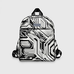 Детский рюкзак Киберпанк белые полосы на чёрном фоне, цвет: 3D-принт