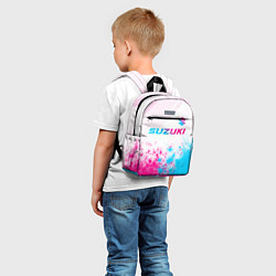 Детский рюкзак Suzuki neon gradient style: символ сверху, цвет: 3D-принт — фото 2