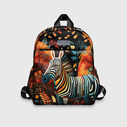 Детский рюкзак Зебра в стиле фолк-арт, цвет: 3D-принт