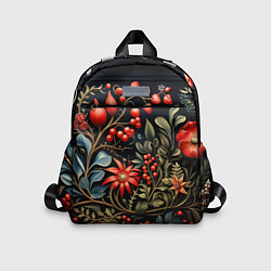 Детский рюкзак Новогодние ягоды и цветы, цвет: 3D-принт